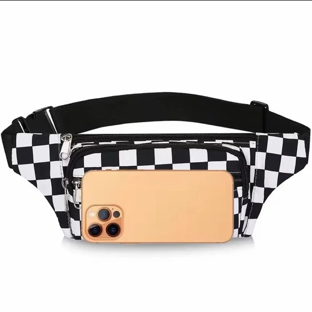Black and White Plaid Fanny Pack